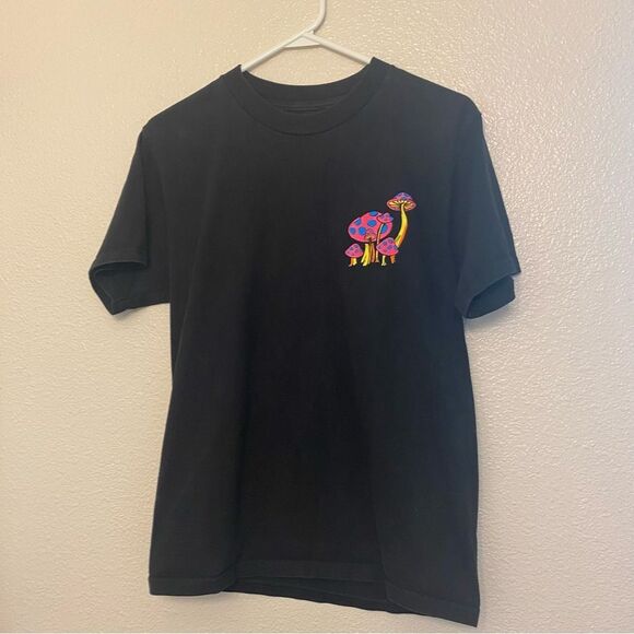 A.Lab Black Trippy Neon Psychedelic Magic Mushroom Wizard Graphic T-Shirt S - Picture 2 of 10